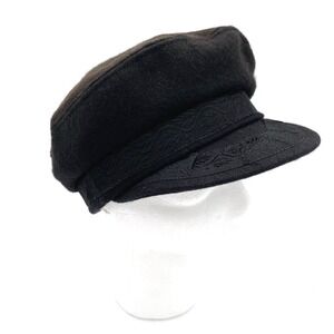 Vintage Aegean Greek Fisherman's Cap Black Wool Newsboy Hat Size‎ 7 1/4 Unisex